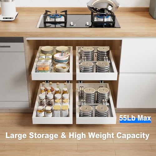 Cabinet Organizer Pull Out Drawer Expandable 16.5-21.8 White k7