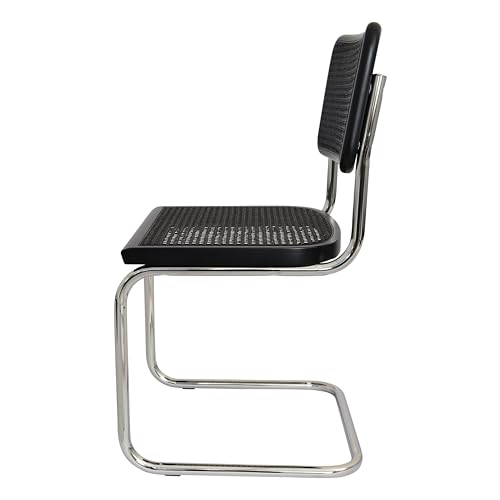 Cane Cantilever Side Chair Chrome Steel Frame Walnut A7