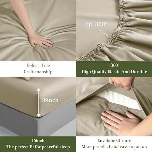 100% Egyptian Cotton Queen Size Sheets Set 1000 Thread Count Cooling Bedding 4 Piece Dark Grey a7