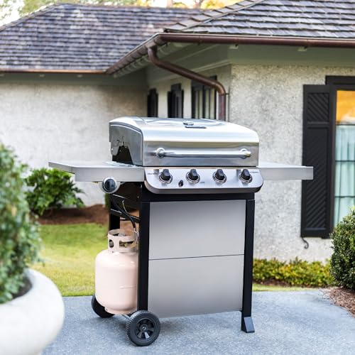 Stainless Steel 4-Burner Propane Gas Grill with Side Burner a7k