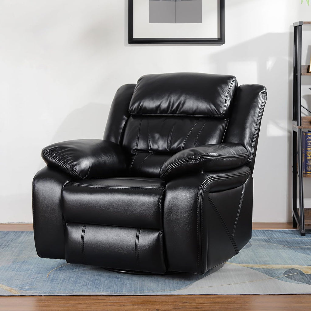 Swivel Rocker Recliner Chair for Small Spaces Black a7