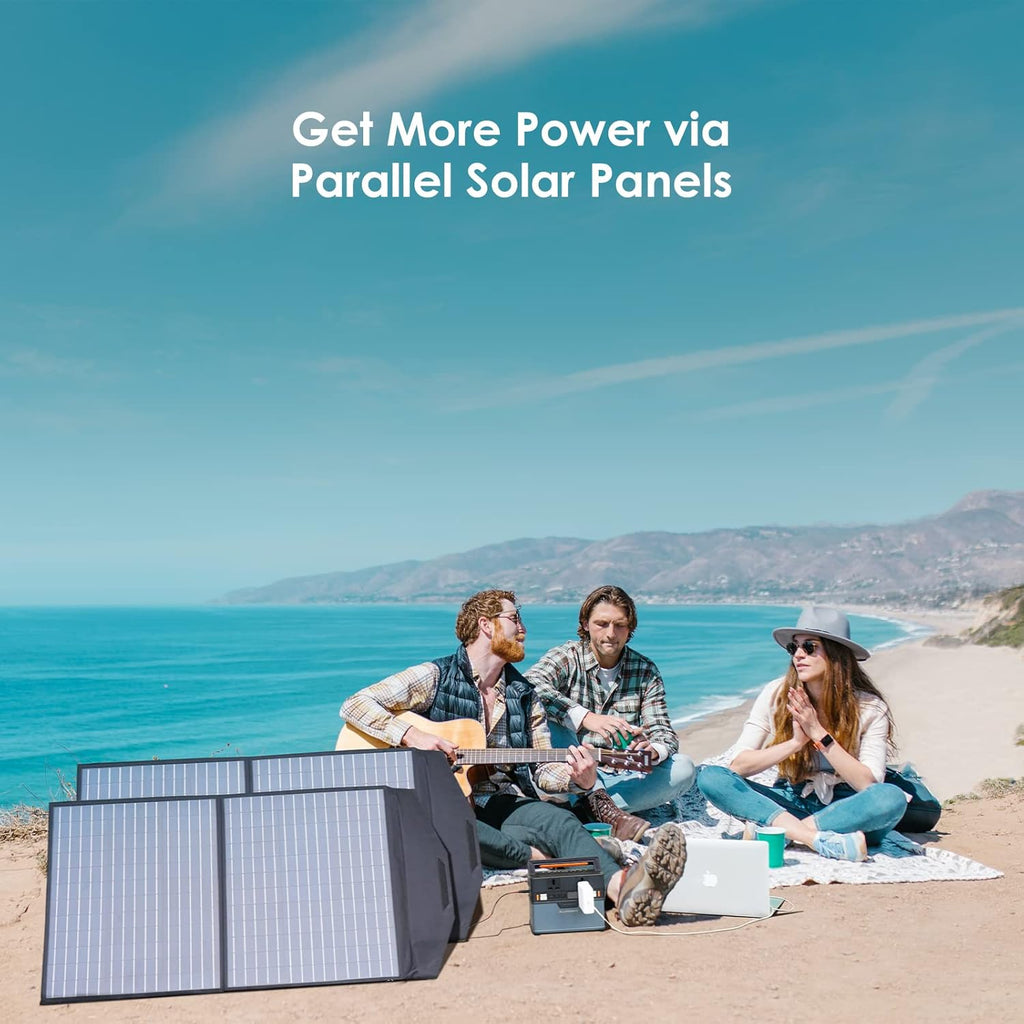 Portable Power Station 300W with 100W Solar Panel 288Wh Outdoor Camping RV Laptop Phone k7