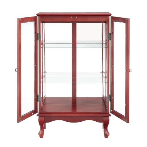 Corner Curio Cabinet with Glass Doors and Adjustable Shelves a7
