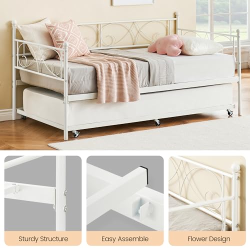 Black Metal Platform Sofa Bed Frame with Castors a7