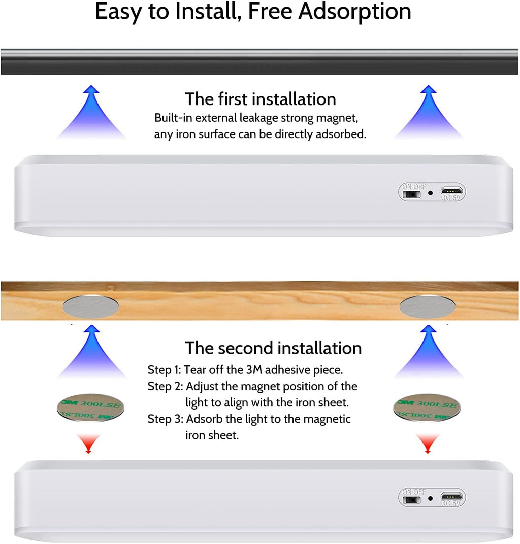 Closet Stick on Light, LED Dimmable Under Cabinet Wireless, Magnetic Night Light Bar with Rechargeable Battery, Counter for Kitchen Stairs Hallway Sink k7