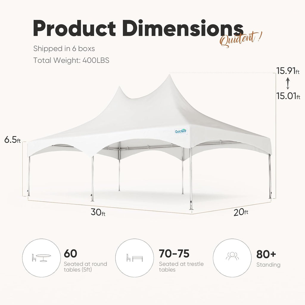 20x30ft Party Tent Outdoor Heavy Duty Canopy White Vinyl a7