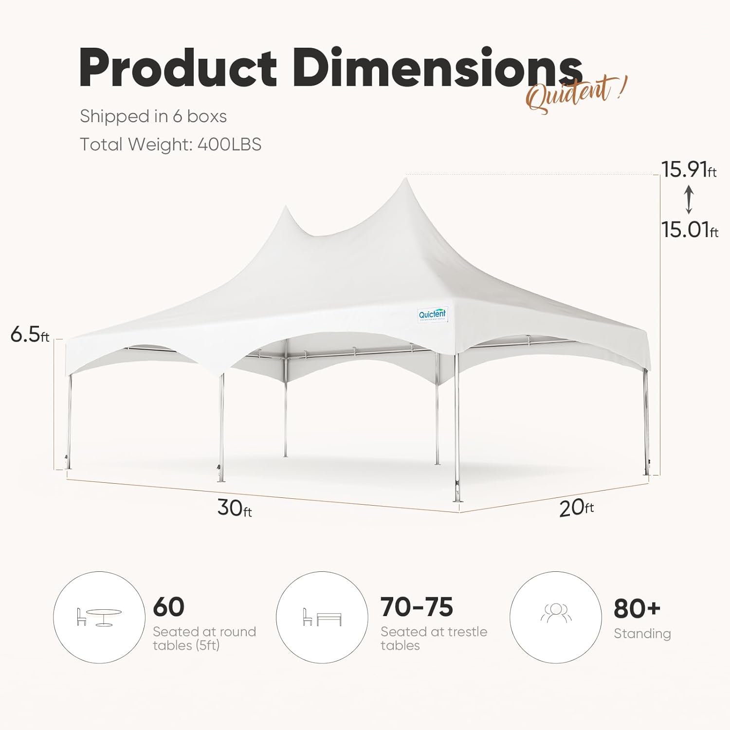 20x30ft Party Tent Outdoor Heavy Duty Canopy White Vinyl a7