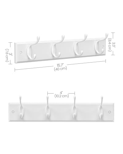 Wall-Mounted Coat Rack with 4 Metal Hooks Black k7