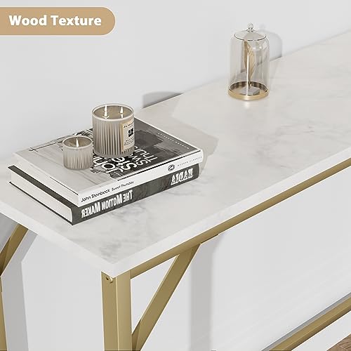 Gold Narrow Console Table with Outlets q7