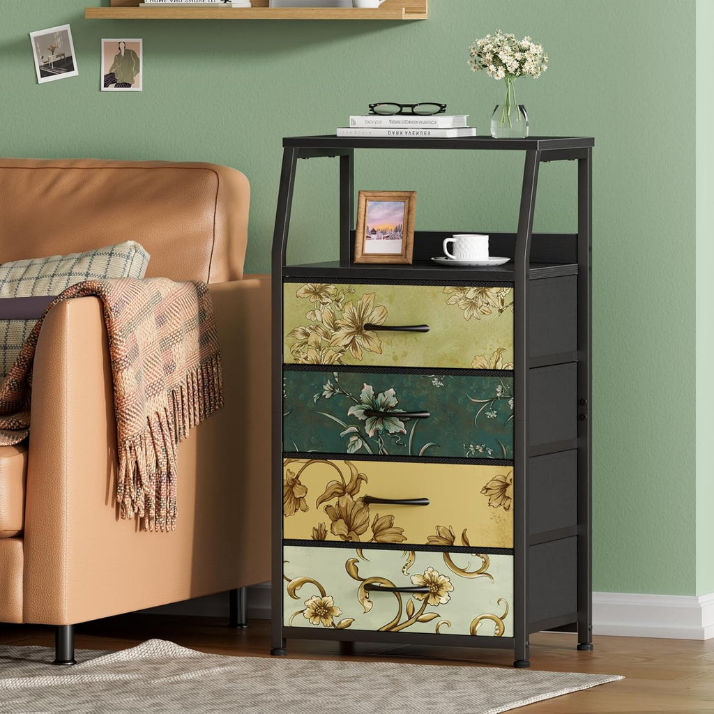 Nightstand with 4 Drawers and Charging Station a7k