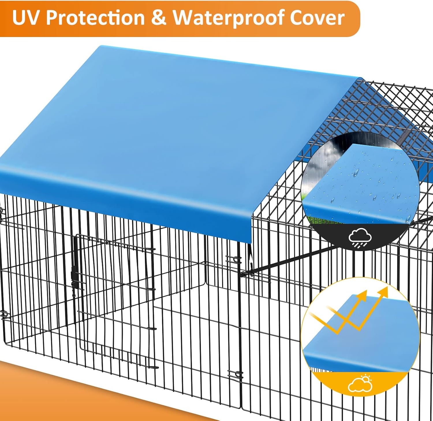 Metal Chicken Coop with Cover for Outdoor Yard Playpen k7
