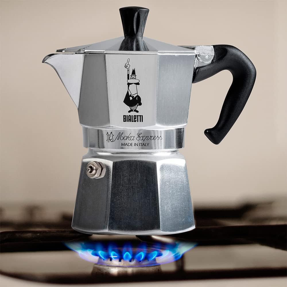 Stovetop Espresso Maker 3 Cups Aluminum Silver k7