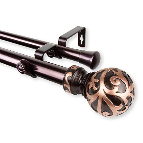 Rod Desyne 1" Cypress Double Curtain Rod, 160-240", Gold