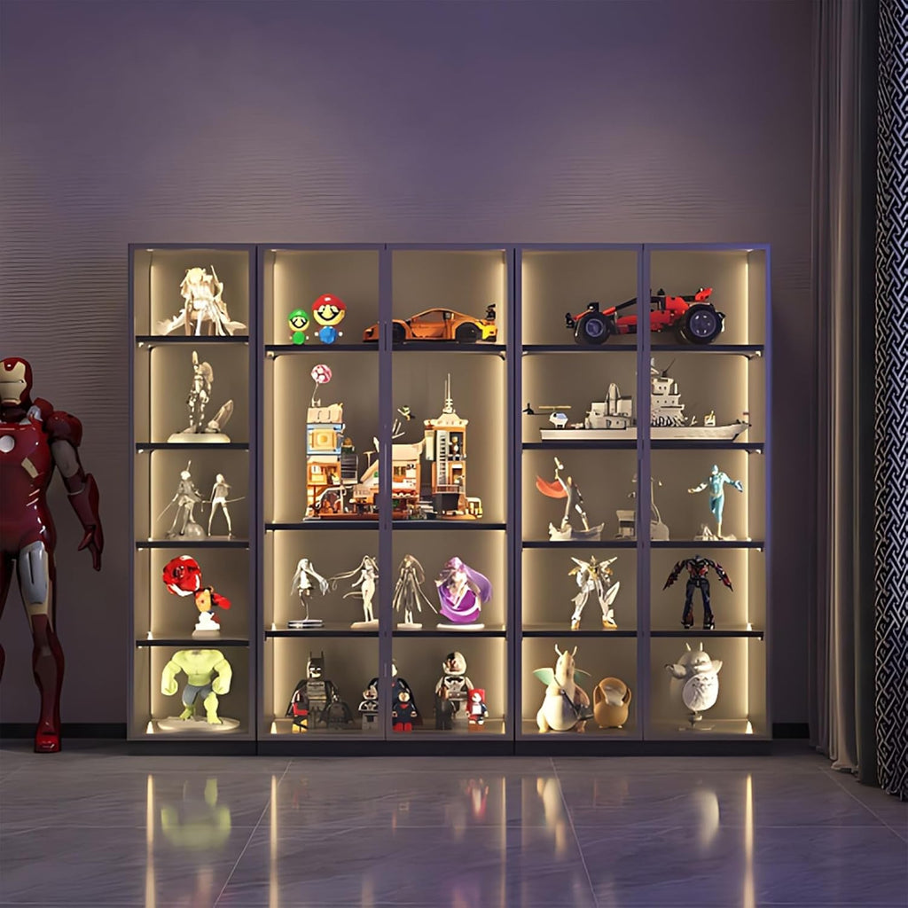 Glass Display Cabinet with LED Lights and 4-Tier Shelves a7