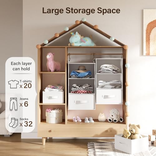 6-Shelf Hanging Closet Organizer with Removable Drawers k7m