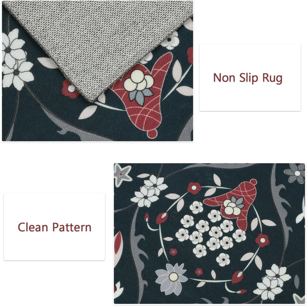 Moroccan Trellis Kitchen Rug Set of 3 Non Slip Floral Floor Mats k7q