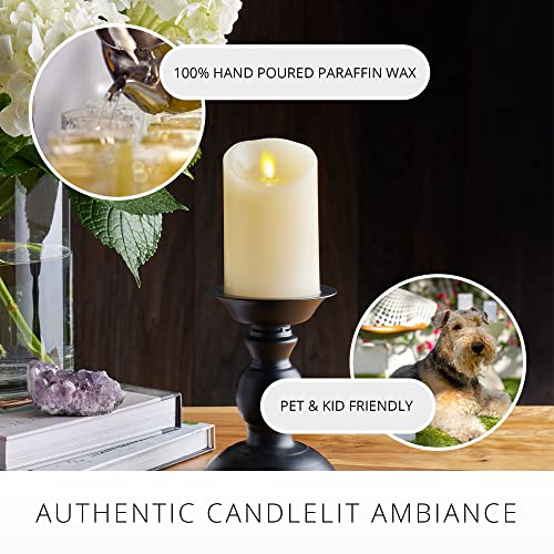 Flickering Flameless Ivory Pillar Candle with Warm LED Light k7