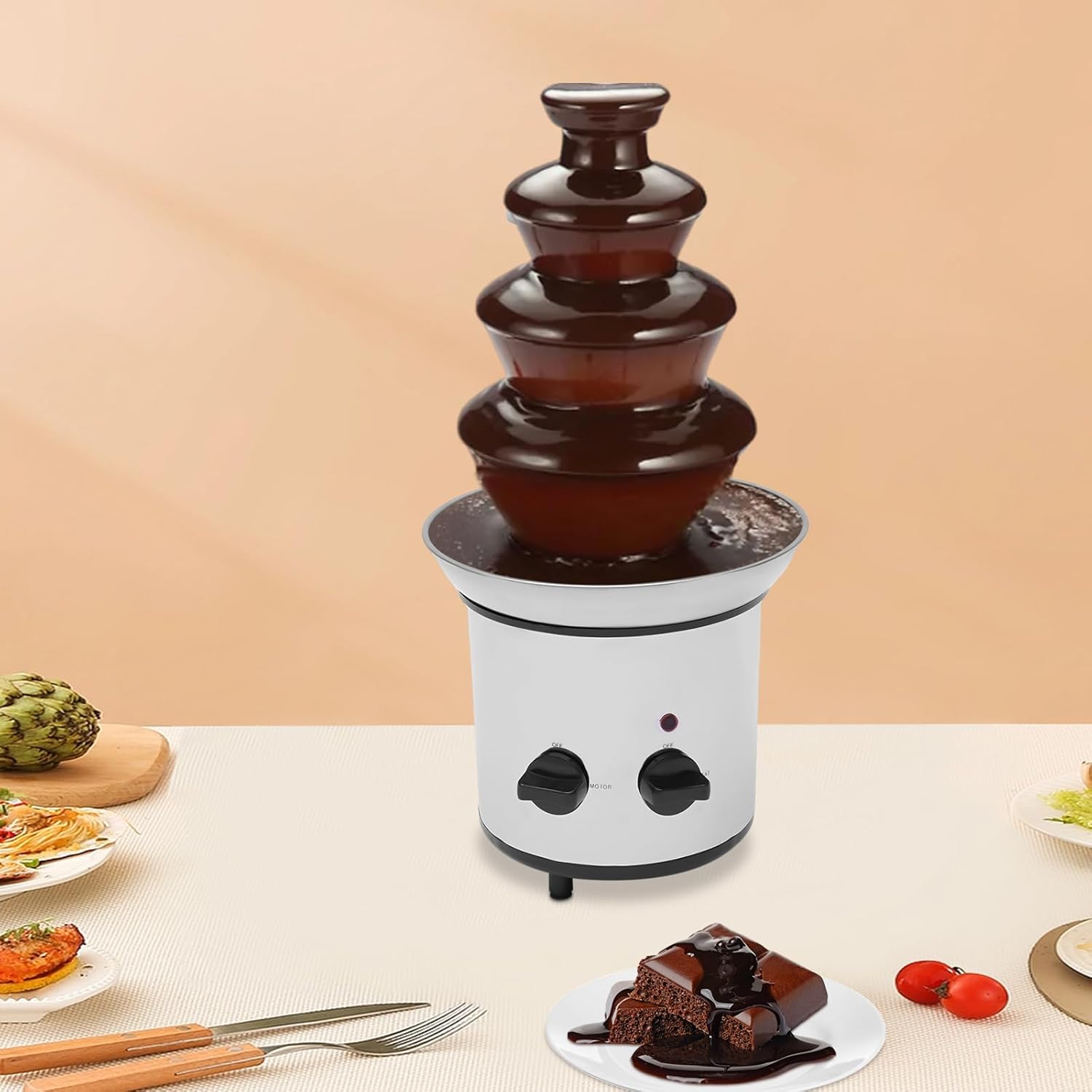 170W 4-Tier Electric Chocolate Fondue Fountain for Parties k7m