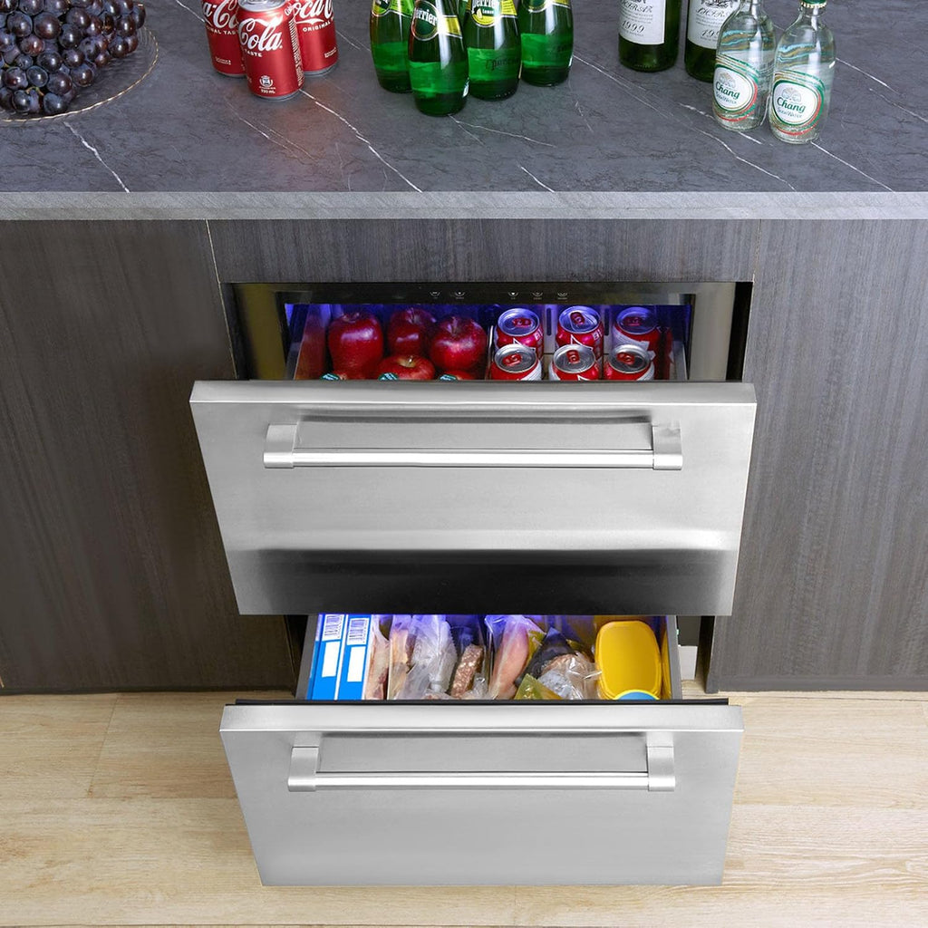24 inch Undercounter Refrigerator 2 Drawer Silver k7m