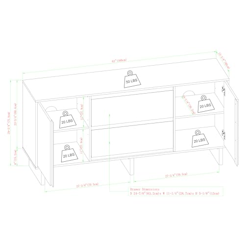 Sideboard with Beveled Drawers Oak Buffet k7m