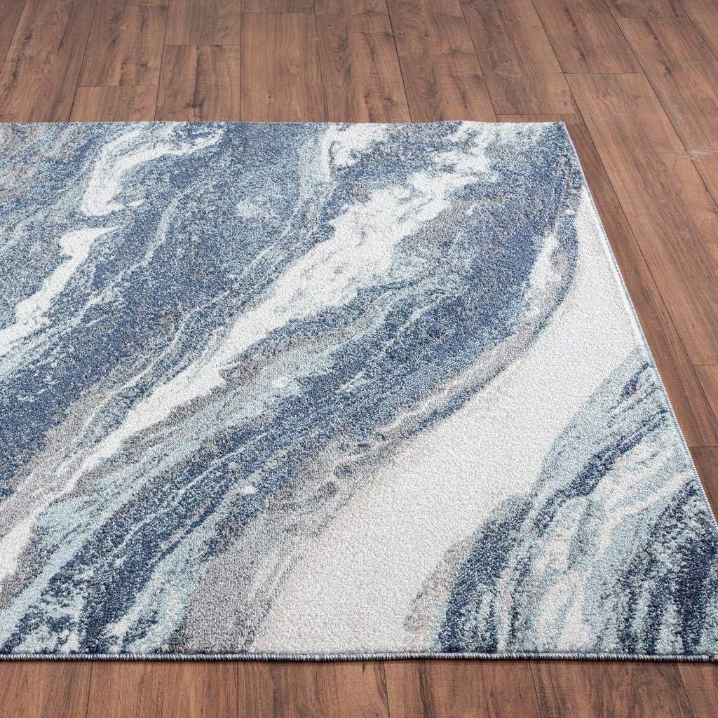 Blue 8x10 Art Deco Area Rug k7