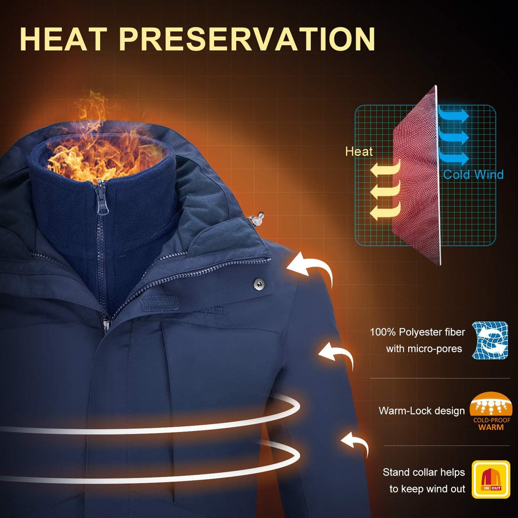 Men's 3 in 1 Waterproof Ski Jacket Hooded Winter Coat k7