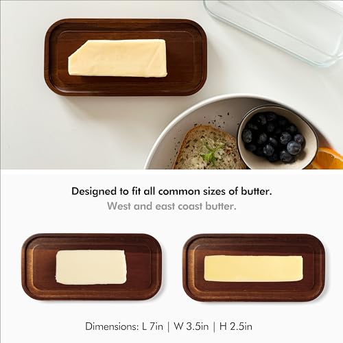 Glass butter dish with airtight lid for fridge and countertop a7