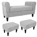 Storage Bench with Arms, End of Bed Bench for Bedroom, Button Tufted Storage Bench for Entryway, Living Room,Hallway, Large Storage Bench (Light Grey)