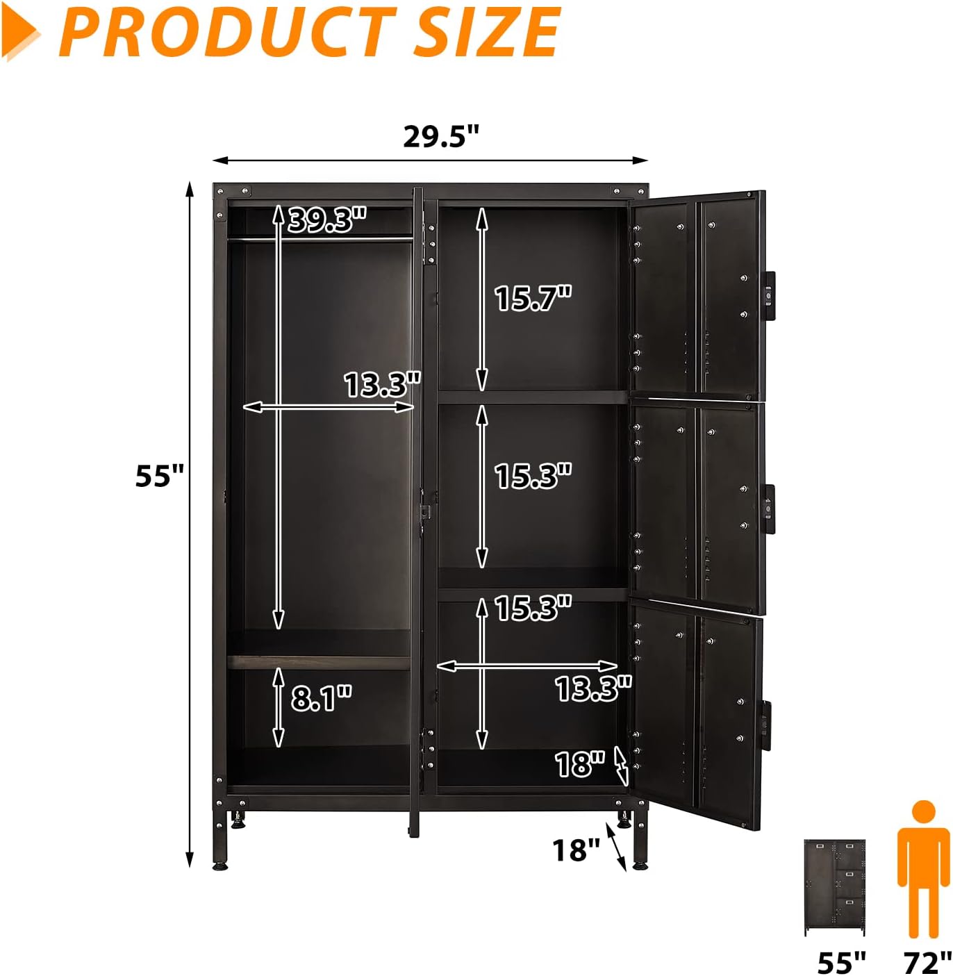 Metal Locker Storage Cabinet 4 Door Steel Wardrobe k7