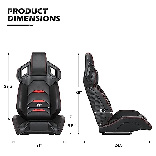 Racing Seat with Adjustable Lock Slide Red a7