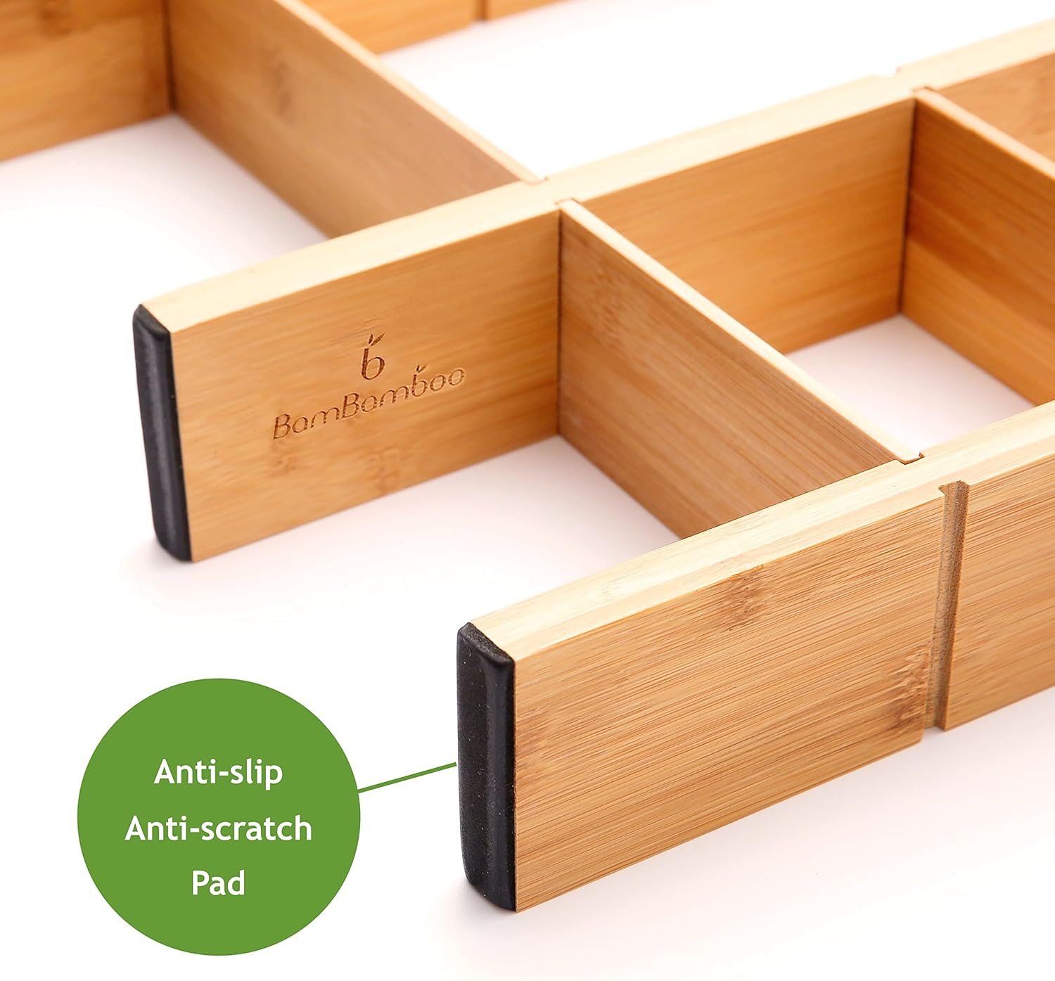 Bamboo Drawer Dividers 9 Inserts 4 Pack k7m