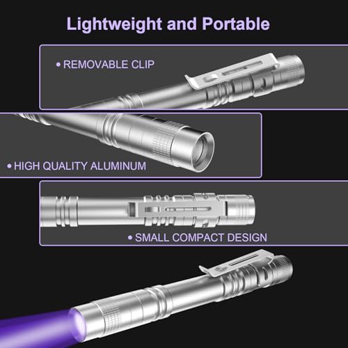 UV Black Light Flashlights 4 Pack 395nm Mini Pen Lights with Clip a7