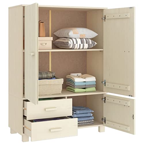 Solid Wood Pine Wardrobe with Storage for Coats and Shoes k7m