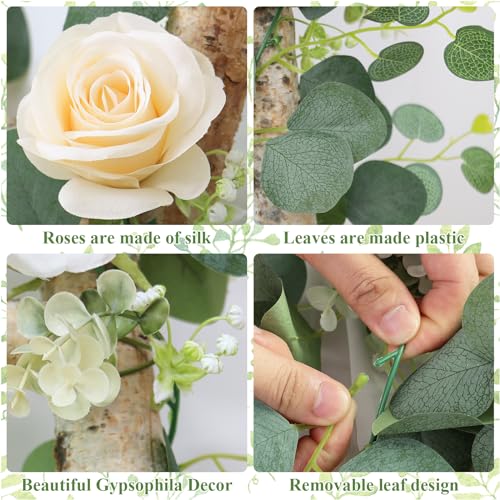 Artificial Eucalyptus Rose Garland for Wedding Table Decor k7p