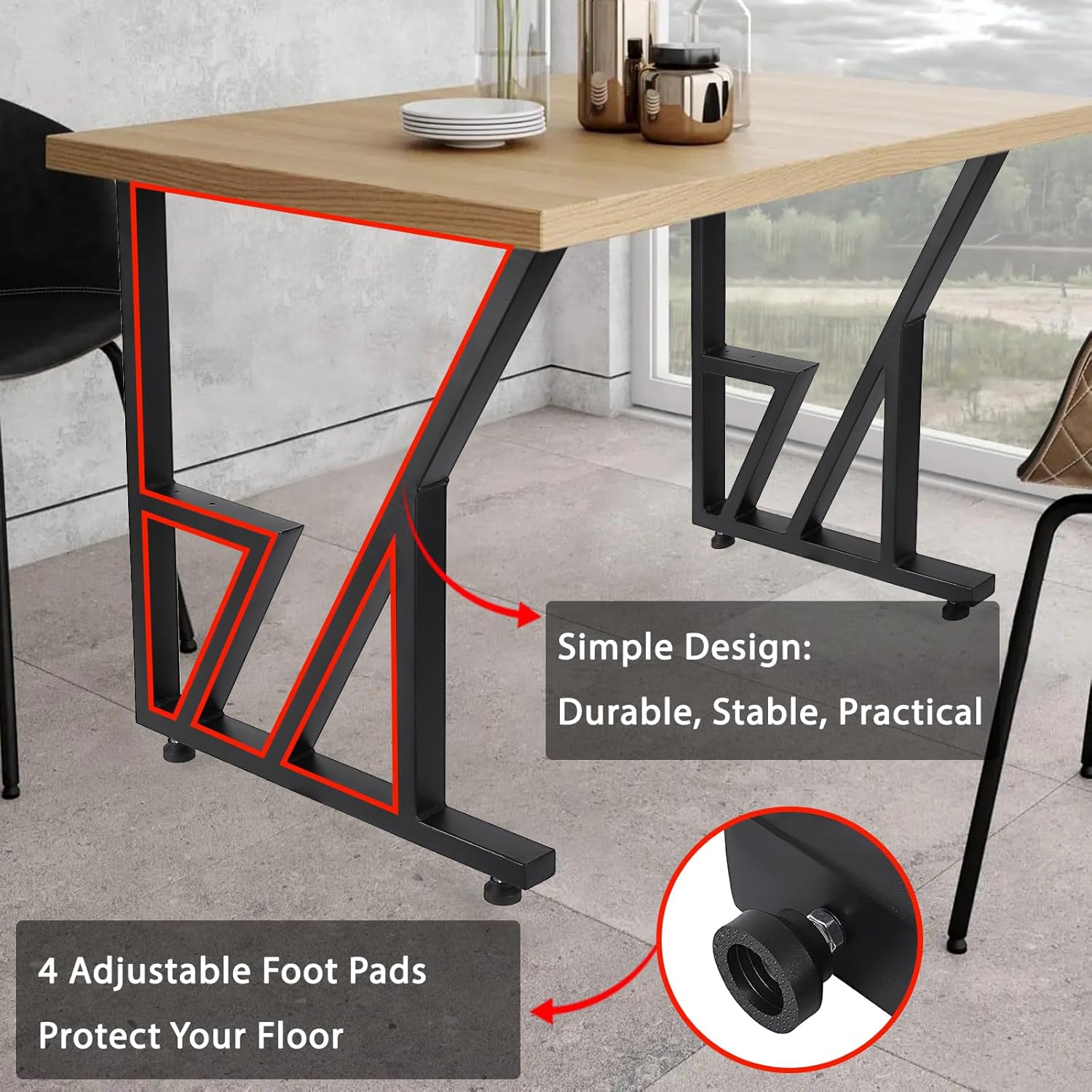 Metal Table Legs 28x124 Black Industrial Rustic Design for Dining Coffee Writing Garden Tables 2PCS k7