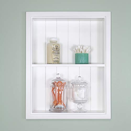 White Recessed Wall Medicine Cabinet with Beadboard Back a7