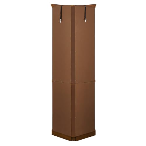 Corner Curio Cabinet with 5 Shelves and Lighting, Tempered Glass Doors Oak k7m