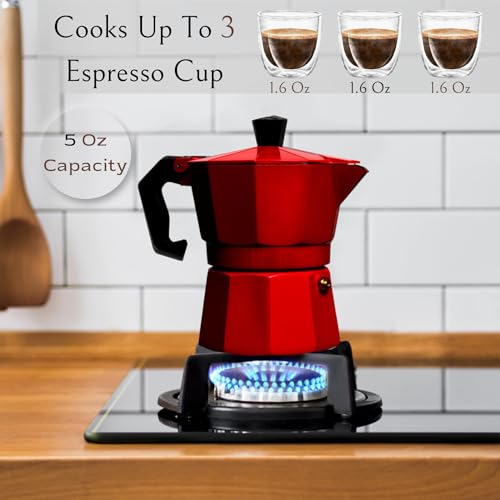 Aluminum Moka Stove Coffee Maker with Mug, 3 Espresso Cup 5 oz k7