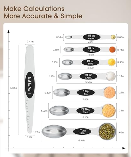 Magnetic Measuring Cups and Spoons Set, 304 Stainless Steel, 15 Pieces a7K