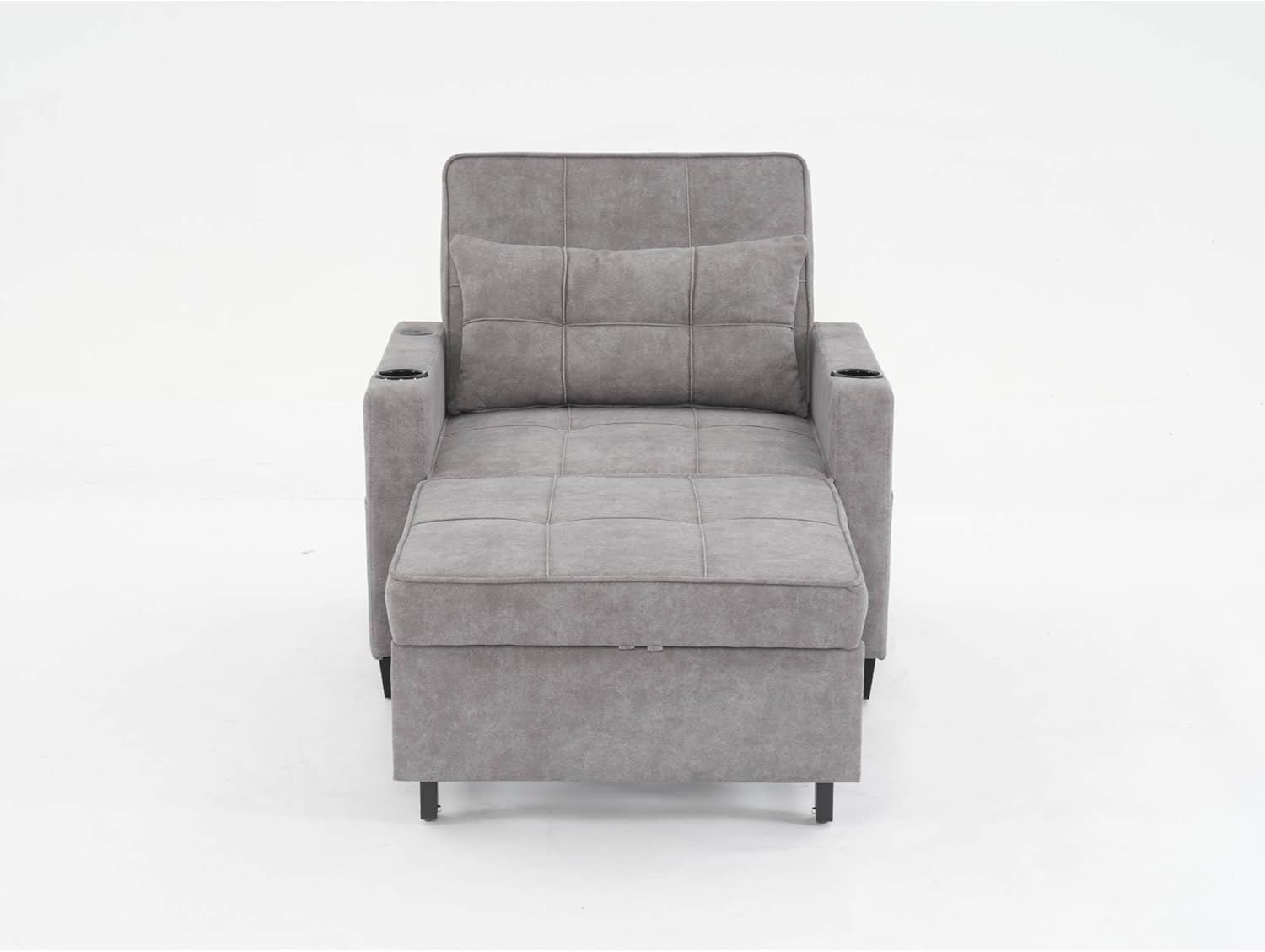 Convertible Sleeper Chair Bed 3-in-1 with USB Ports Light Grey a7