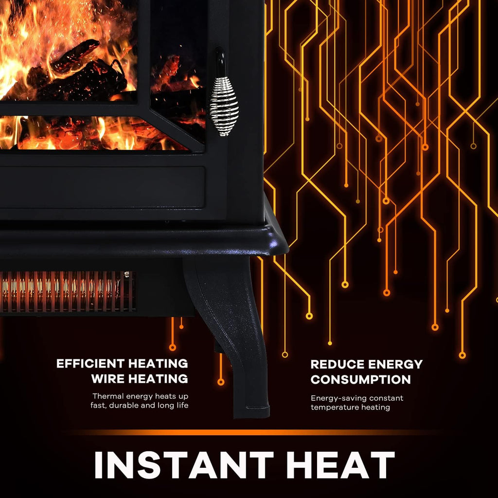 Electric Fireplace Heater 3D Flames Freestanding TV Stand 1500W Black k7