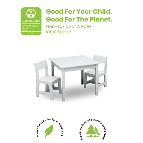 Kids Wood Table and Chair Set with Toy Organizer, Grey Blue a7