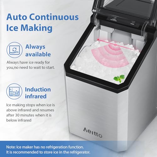 Nugget Ice Maker Countertop 55lbs Day Self-Cleaning Silver k7