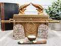 Ebros Gift Large Matte Gold Holy Ark Of The Covenant With Ten Commandments Rod of Aaron and Manna Religious Decorative Figurine Box Furniture Collectible Judaic Historical Accent (1:2 Scale 42" Long)