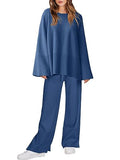 ANRABESS Womens 2 Piece Outfits Oversized Knit Sweater Set Wide Leg Pant Cozy Lounge Matching Pajama Sets 2024 Trendy Clothes