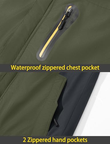 Men's Winter Ski Jacket Waterproof Snow Coat Fleece Lining Hooded k7m