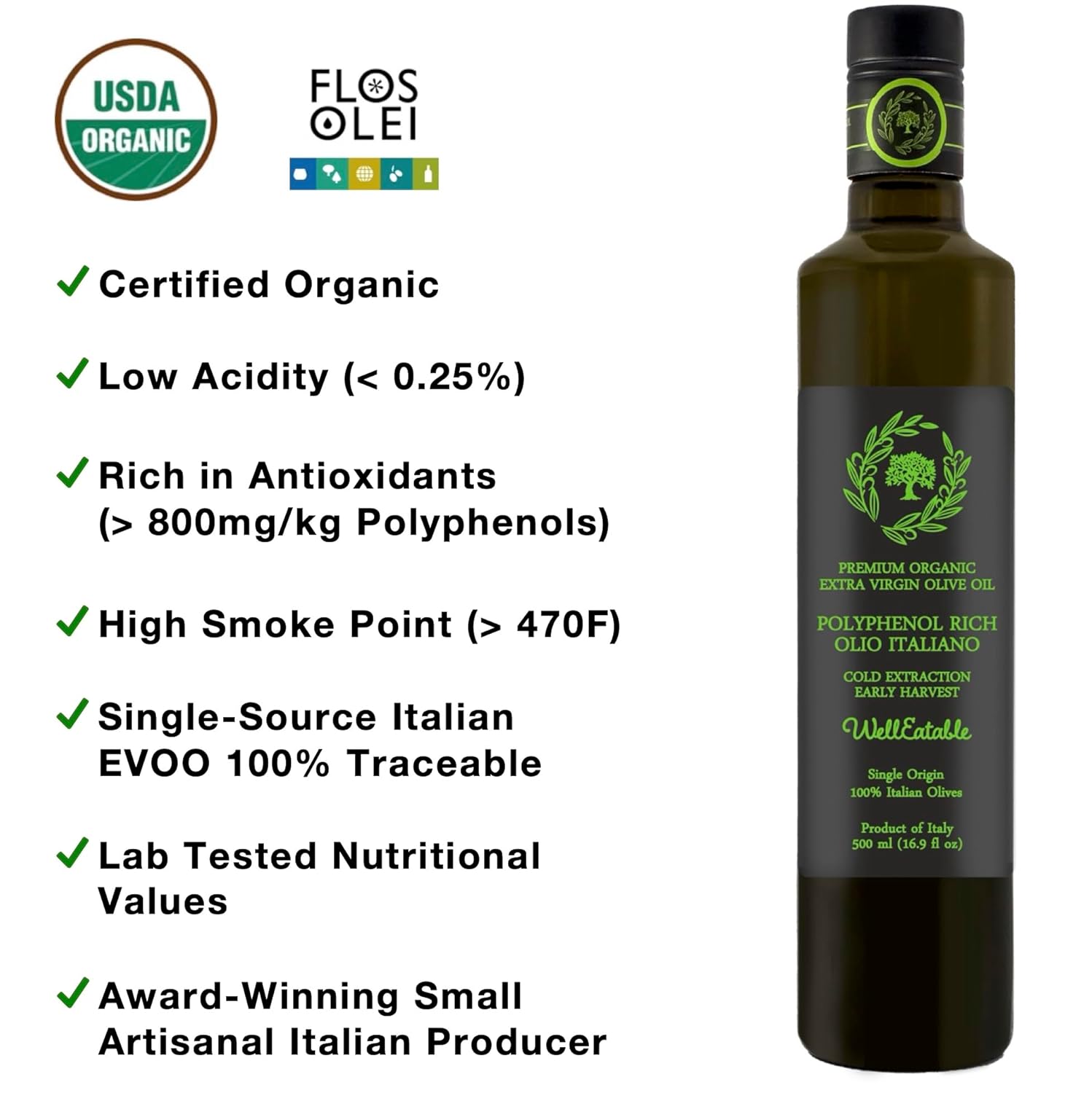 Organic Extra Virgin Olive Oil Early Harvest 16.9 fl oz k7
