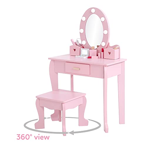 Kids Vanity Set with Mirror and Lights for Girls Age 4-9 k7m