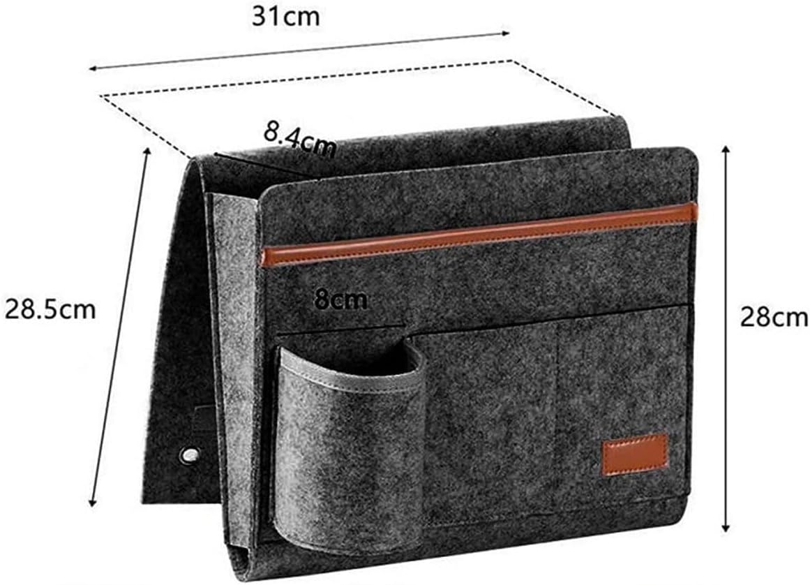 Bedside Caddy Felt Storage Organizer with 5 Pockets, Deep Gray k7