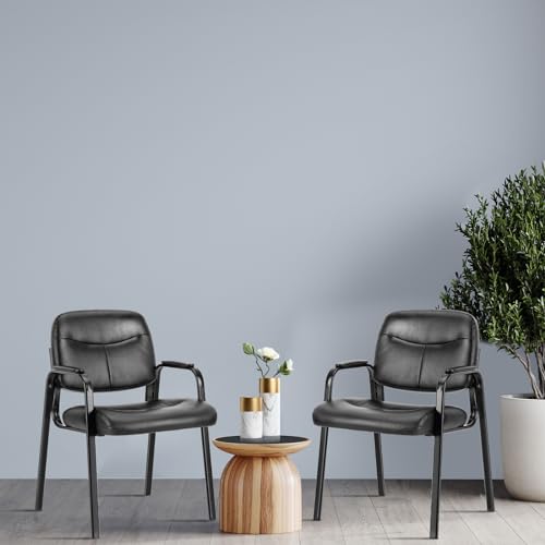 Office Guest Reception Chair with Lumbar Support PU Leather Black k7m